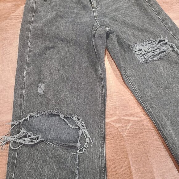 Garage Street Wide Leg Jeans -Destructed Black Size 01 (25) - Picture 7 of 13